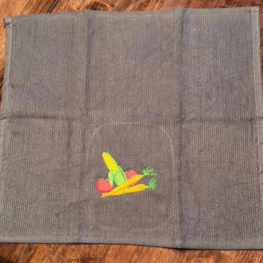 Set of 2 (18” by 16”) Custom Gray and White Farmer’s Market2 Embroidered Barmops